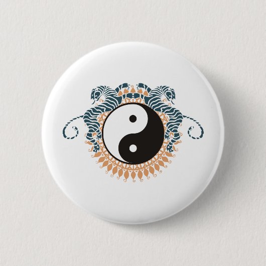 Tigers & Yin Yang Ronde Button 5,7 Cm (Voorkant)