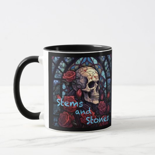 Tiges et pierres Crâne et Rose café Mug (Gauche)