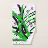 Tiges Vertes Fleurs Violettes (Serviette à main)
