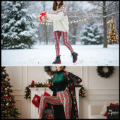 Tight Weave Christmas Red Green Plaid Leggings