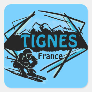 Tignes France blue ski logo artistieke stickers