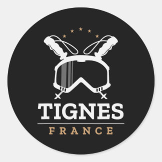 Tignes France Ski Resort  Skiën Snowboardi Ronde Sticker