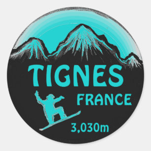 Tignes France stickers snowboard art turquoise