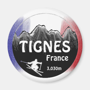 Tignes France vlag ski logo art magnet Magneet