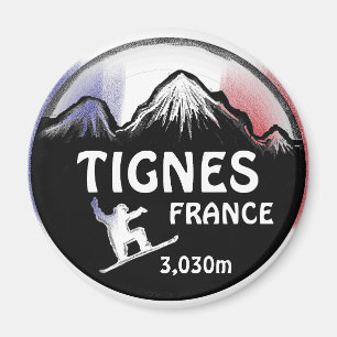 Tignes France vlag snowboard art design magnet Magneet
