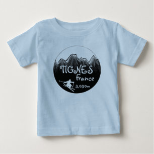 Tignes France zwart wit baby ski art outfit