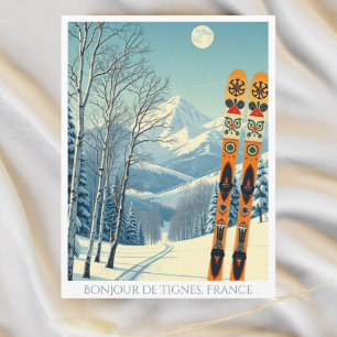 Tignes Frankrijk skivakantie retro Briefkaart
