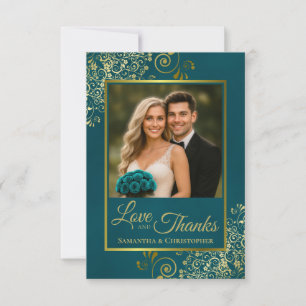 Tigra & Goud Liefde & Dank Foto & Notitie Trouwen Bedankkaart