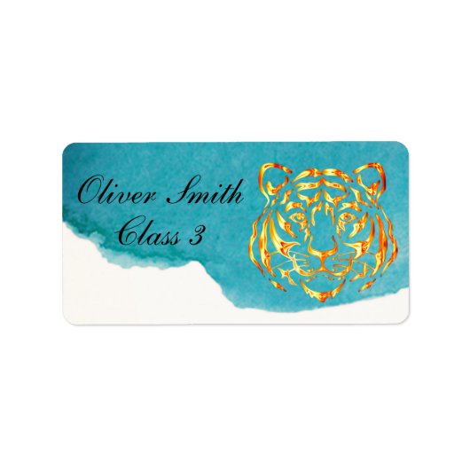 Tigre à visage doré Étiquette scolaire personnalis (Devant)