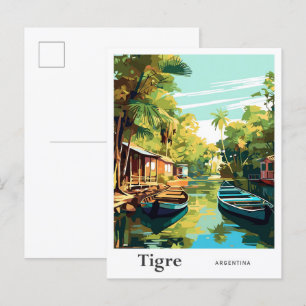 Tigre Argentina Art Vintage Travel Illustratie Briefkaart