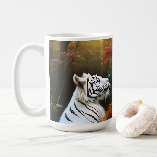 Tigre Blanc Ces Moments D'Amour, Café Mug (Avec donut)