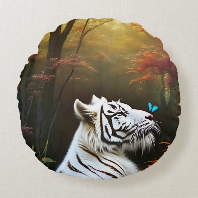 Tigre Blanc Ces Moments D'Amour, Coussin Rond (Devant)