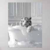 Tigre Blanc dans la Baignoire Impression d'Art Aff (Devant)