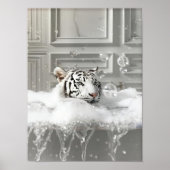 Tigre Blanc dans la Baignoire Impression d'Art Déc (Devant)