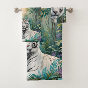 Tigre blanc dans une jungle bleue verte