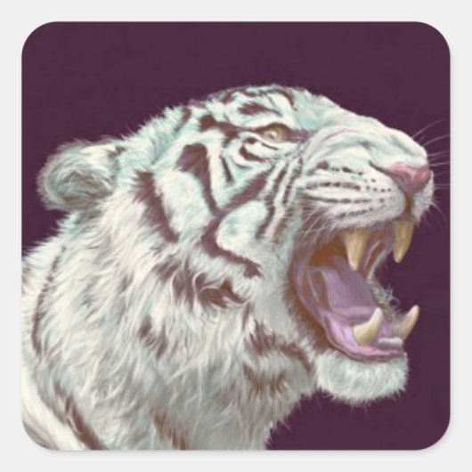 Tigre Blanc Pose Féroce – Autocollant (Devant)