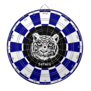 Tigre blanc sur cible de fléchettes bleu marine et