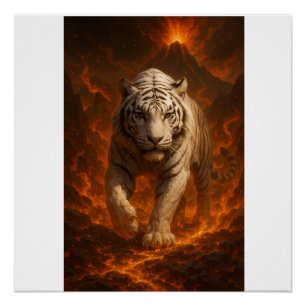 Tigre blanc volcanique Art mural Premium – Beaux-a