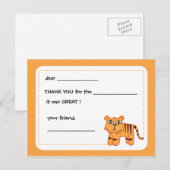 Tigre - carte de remerciements pour enfants (Devant / Derrière)