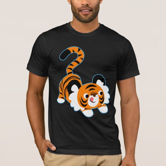 Tigre Cartoon Mignonne Prêt À Jouer T-Shirt (Devant)