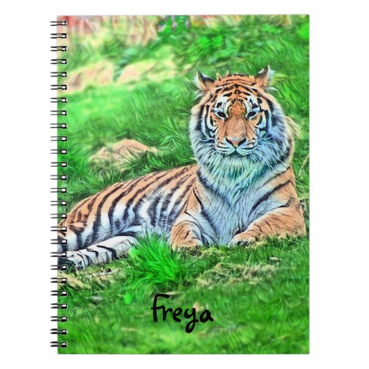 Tigre d'Amur en carnet Spiral vert (Devant)