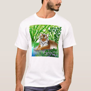 Tigre dans le T-shirt en bambou de forêt