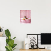 Tigre dans une baignoire Impression rose Art mural (Bureau à domicile)