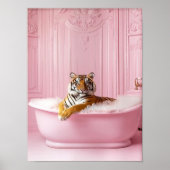 Tigre dans une baignoire Impression rose Art mural (Devant)