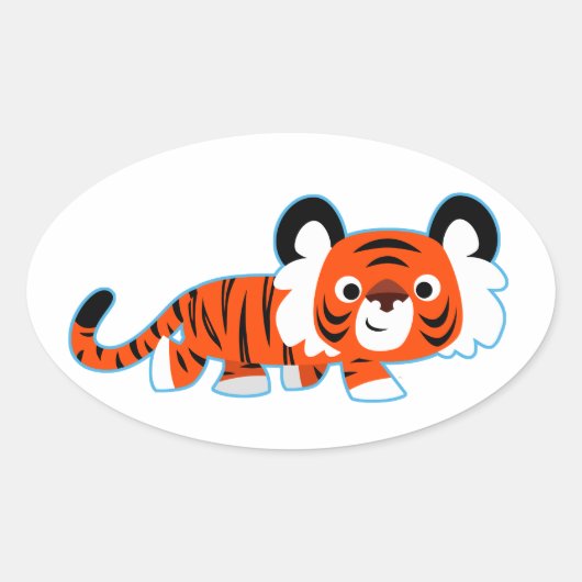 Tigre de dessin mignon sur le Sticker de la sonde (Devant)