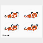 Tigre de dessin mignon sur le Sticker de la sonde (Feuille)