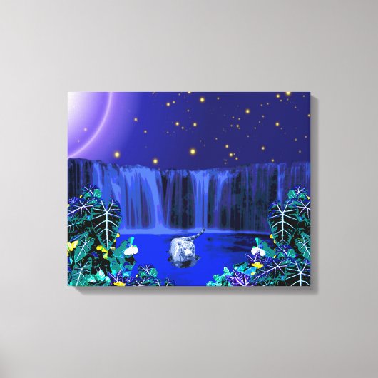 Tigre de nuit blanc toile de cascade tropicale Imp (Recto)