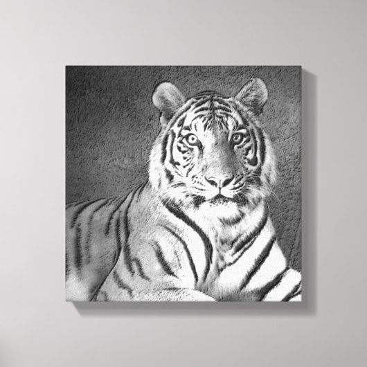 Tigre de Sibérie en noir et blanc - Toile (Recto)