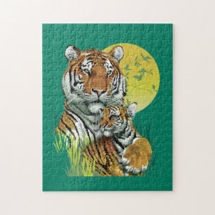Tigre du Bengale avec puzzle bébé