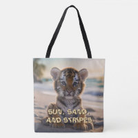 Tigre en herbe "SOLEIL, SABLE ET RAYURES" Sac de p