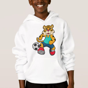 Tigre en joueur de football avec balle de football