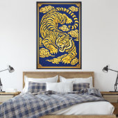 Tigre Impérial – Impression sur toile or et bleu (Insitu(Chambre))