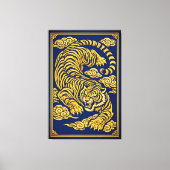 Tigre Impérial – Impression sur toile or et bleu (Recto)