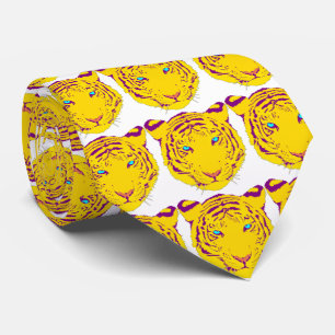 Tigre jaune Tigre pourpre Accents sur cravate blan