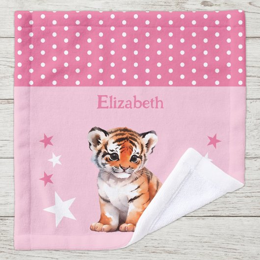 Tigre mignon ajouter nom pois étoiles rose