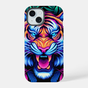 Tigre néon et feuilles de jungle