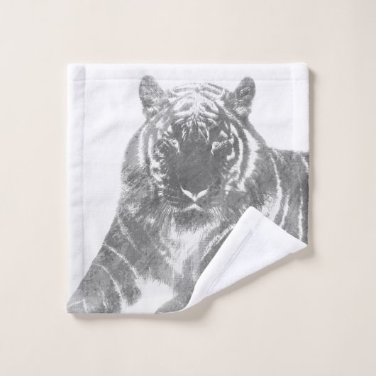 Tigre noir et blanc (Gant de toilette)