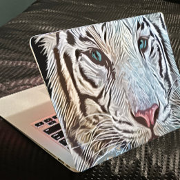 Tigre noir et blanc stickers de peau d'ordinateur