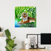 Tigre pacifique dans la Jungle de Bambou Poster (Bureau à domicile)