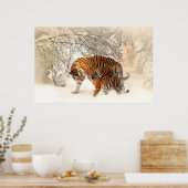 tigre petit et mère dans la neige poster (Cuisine)