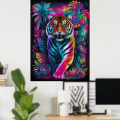 Tigre psychédélique - Poster d'Art Vibrant Neon Ju (Bureau à domicile)