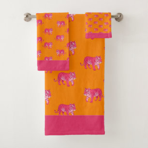 Tigre rose chaud sur Motif orange gras