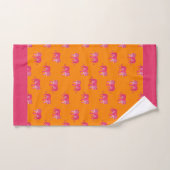 Tigre rose chaud sur Motif orange gras (Serviette à main)