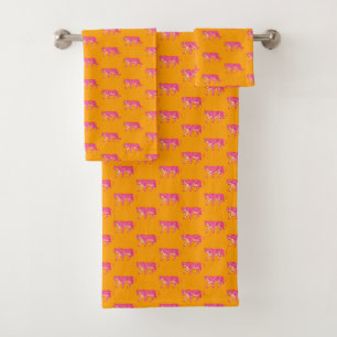 Tigre rose chaud sur Motif orange gras