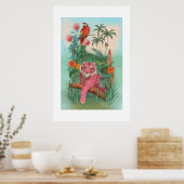 Tigre rose et perroquet Impression tropicale extra (Cuisine)