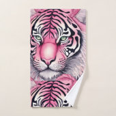 Tigre rose, visage de tigre. (Serviette à main)